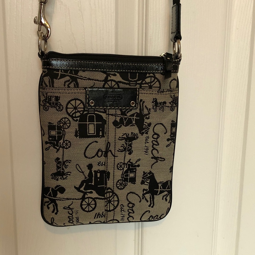 Coach Vintage Beige and Black Graphic Crossbody Bag